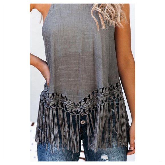 🆕 macramé tassel hem tank - Picture 3 of 6